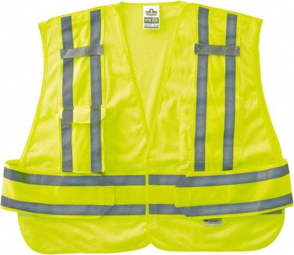 Ergodyne - Size XL/2XL High Visibility Lime Mesh Expandable Vest - 48 to 56" Chest, ANSI/ISEA 107, Hook & Loop Closure, 2 Pockets, Polyester - Americas Industrial Supply