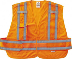 Ergodyne - Size XL/2XL High Visibility Orange Mesh Expandable Vest - 48 to 56" Chest, ANSI/ISEA 107, Hook & Loop Closure, 2 Pockets, Polyester - Americas Industrial Supply