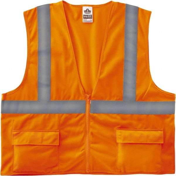Ergodyne - Size 2X/3XL High Visibility Orange Solid General Purpose Vest - 52 to 58" Chest, ANSI/ISEA 107, Zipper Closure, 3 Pockets, Polyester - Americas Industrial Supply