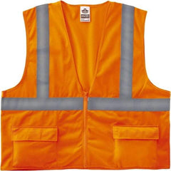 Ergodyne - Size L/XL High Visibility Orange Solid General Purpose Vest - 44 to 52" Chest, ANSI/ISEA 107, Zipper Closure, 3 Pockets, Polyester - Americas Industrial Supply