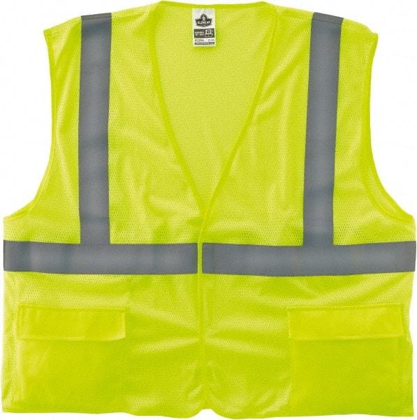 Ergodyne - Size 2X/3XL High Visibility Lime Mesh General Purpose Vest - 52 to 58" Chest, ANSI/ISEA 107, Hook & Loop Closure, 3 Pockets, Polyester - Americas Industrial Supply