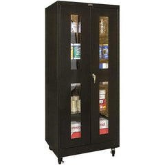 Hallowell - 4 Shelf Mobile Storage Cabinet - Steel, 36" Wide x 24" Deep x 72" High, Black - Americas Industrial Supply