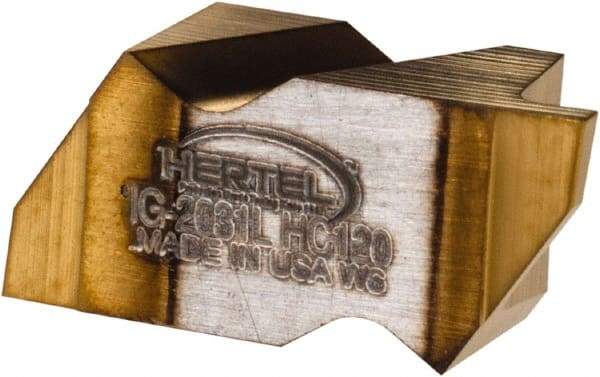 Hertel - 2031IG Grade HC120, 0.79mm Cutting Width Carbide Grooving Insert - 1.27mm Max Depth of Cut, Left Hand, TiN Finish - Americas Industrial Supply