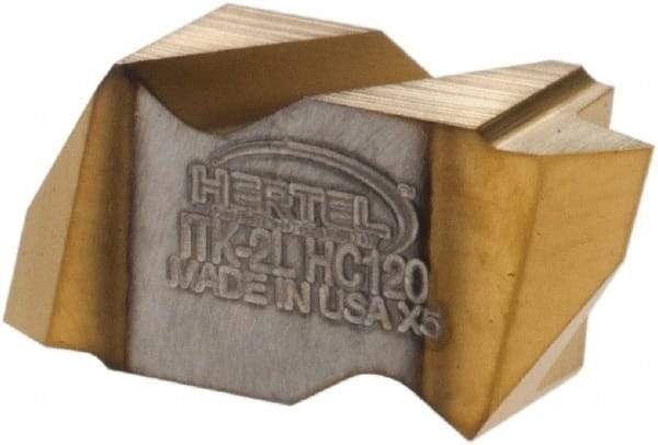 Hertel - ITK2 Grade HC120, Internal/External 60° V Threading Insert - 0.6 to 1.75mm & 14 to 44 TPI Ext Pitch, 10 to 20mm & 12 to 24 TPI Int Pitch, Left Hand Insert, TiN Finish, Carbide - Americas Industrial Supply