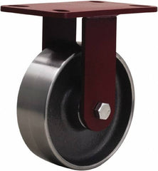 Hamilton - 6" Diam x 2" Wide x 7-3/4" OAH Top Plate Mount Rigid Caster - Forged Steel, 2,000 Lb Capacity, Tapered Roller Bearing, 4-1/2 x 6-1/2" Plate - Americas Industrial Supply