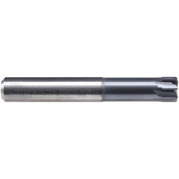 Emuge - 12mm Diam, 7mm LOC, 8 Flute Solid Carbide Roughing & Finishing End Mill - TiAlN Finish, 35mm OAL, 12mm Shank Diam, Cylindrical Shank, 0° Helix, Stub Length - Americas Industrial Supply
