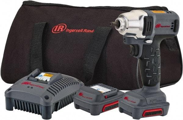 Ingersoll-Rand - 1/4" Drive 12 Volt Pistol Grip Cordless Impact Wrench & Ratchet - 2,700 RPM, 3,300 BPM, 100 Ft/Lb Torque, 2 Lithium-Ion Batteries Included - Americas Industrial Supply