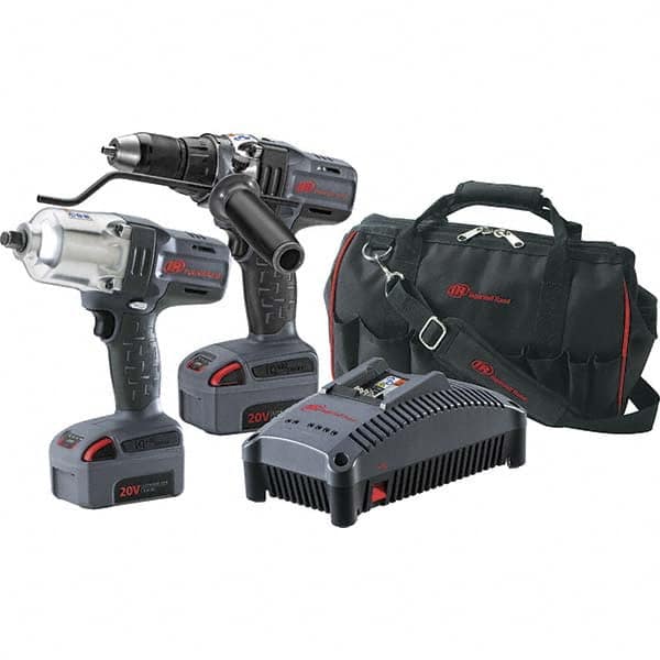 Ingersoll-Rand - 20 Volt Cordless Tool Combination Kit - Includes 1/2" High Torque Impact Wrench & 1/2" Drill/Driver, Lithium-Ion Battery Included - Americas Industrial Supply