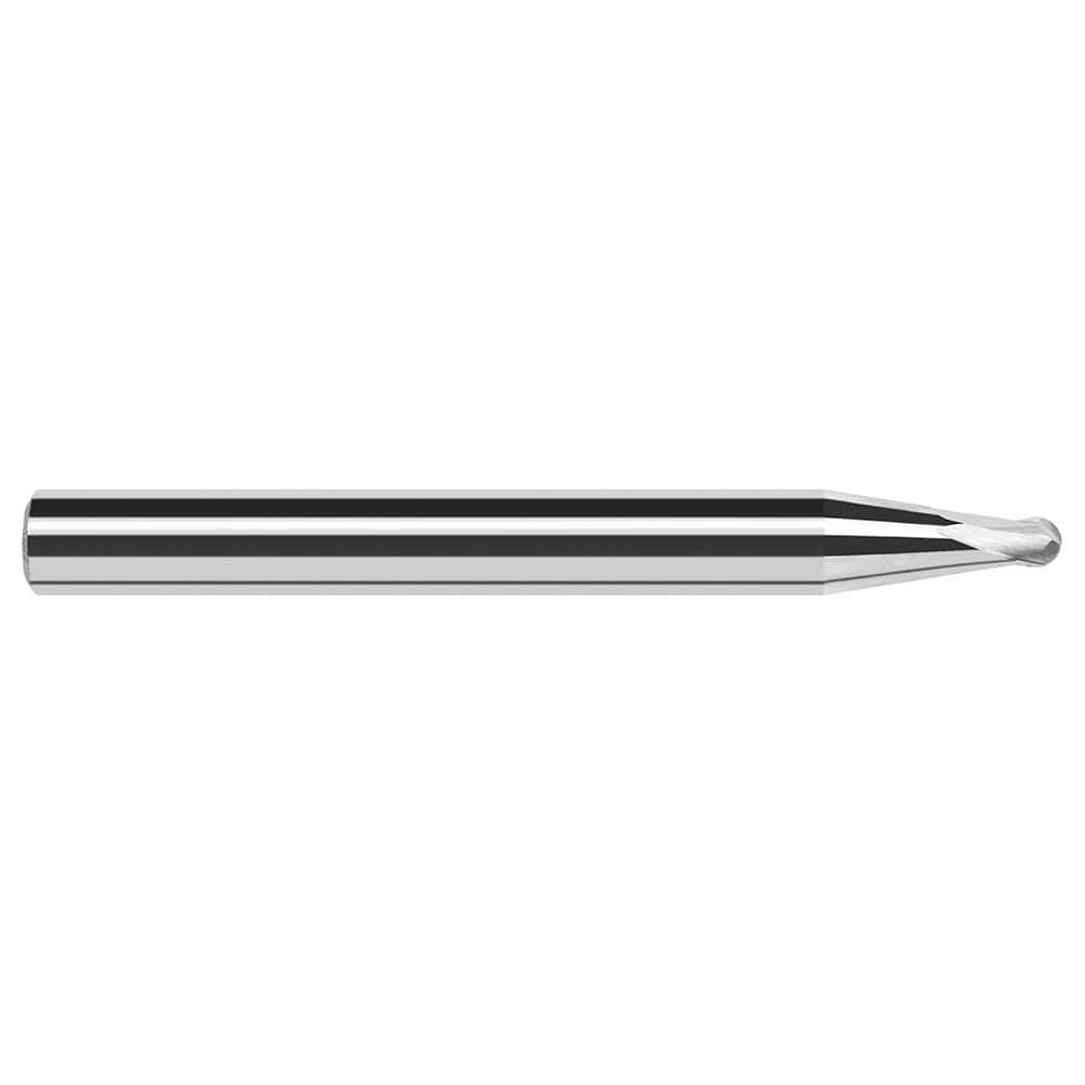 Harvey Tool - Ball End Mills; Mill Diameter (Inch): 3/32 ; Mill Diameter (Decimal Inch): 0.0930 ; Number of Flutes: 2 ; Length of Cut (Decimal Inch): 0.0740 ; Material: Solid Carbide ; Overall Length (Inch): 2-1/2 - Exact Industrial Supply