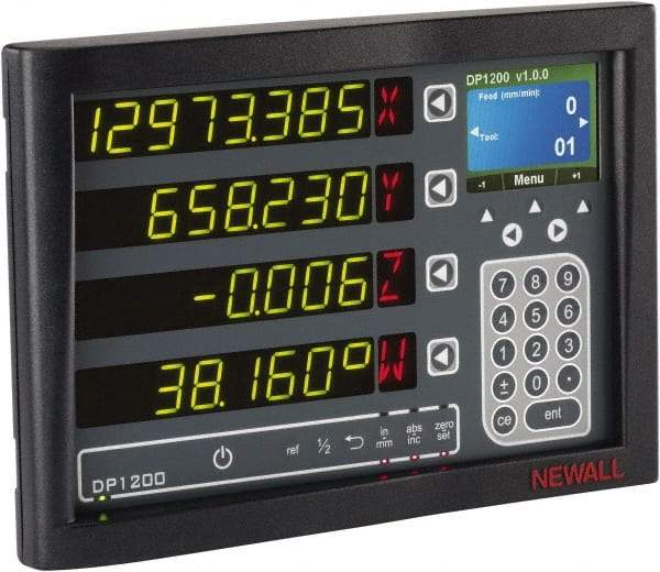 Newall - 2 Axis, 20" X-Axis Travel, 200" Z-Axis Travel, Lathe DRO System - 5µm/10µm Resolution, 10µm Accuracy, Digital Display - Americas Industrial Supply