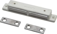 Sugatsune - 3-3/8" Long x 9/16" Wide x 1/2" High, Plastic & Stainless Steel Magentic Catch - White Finish, 10.5 Magnetic Force - Americas Industrial Supply