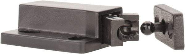Sugatsune - 1-3/8" Long x 3/4" Wide x 1/2" High, Plastic Compact Safe Push Latch - MC-28 Catch - Black Coated - Americas Industrial Supply