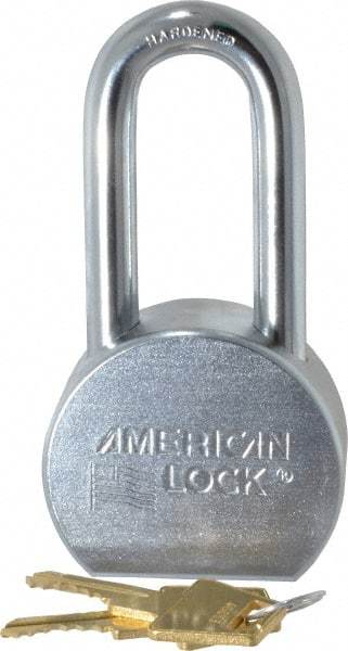 American Lock - 2" Shackle Clearance, Keyed Alike A701 Padlock - 7/16" Shackle Diam, Steel, with Satin Chrome, Triple Plated Finish - Americas Industrial Supply
