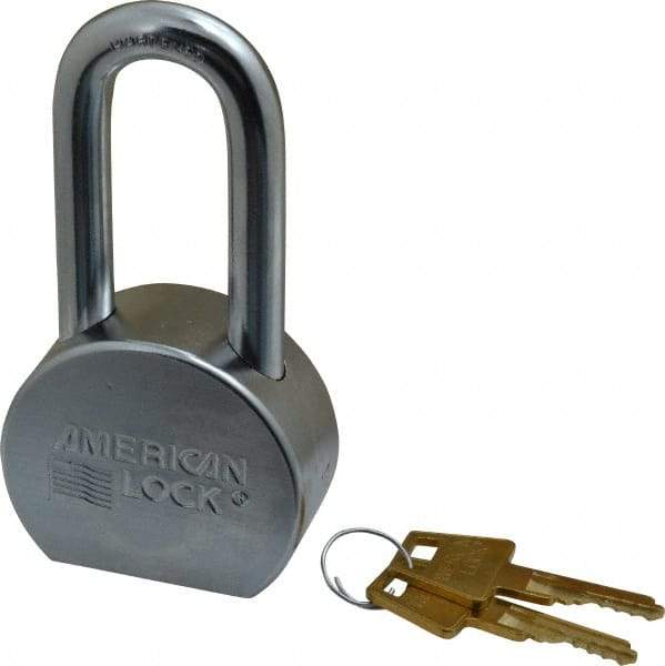 American Lock - 2" Shackle Clearance, Keyed Alike A701 Padlock - 7/16" Shackle Diam, Steel, with Satin Chrome, Triple Plated Finish - Americas Industrial Supply