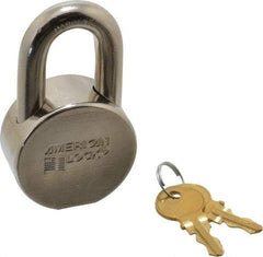 American Lock - 1-1/16" Shackle Clearance, Keyed Alike AH10 Padlock - 7/16" Shackle Diam, Steel, with Satin Chrome, Triple Plated Finish - Americas Industrial Supply