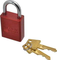 American Lock - Keyed Different Conductive Lockout Padlock - 1" Shackle Clearance, 1/4" Shackle Diam, 1.8" Body Height x 1-1/2" Body Width, Red, 5 Pins - Americas Industrial Supply