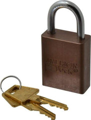 American Lock - Keyed Different Conductive Lockout Padlock - 1" Shackle Clearance, 1/4" Shackle Diam, 1.8" Body Height x 1-1/2" Body Width, Brown, 5 Pins - Americas Industrial Supply