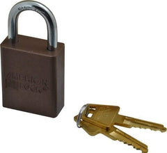 American Lock - Keyed Alike Conductive Lockout Padlock - 1" Shackle Clearance, 1/4" Shackle Diam, 1.8" Body Height x 1-1/2" Body Width, Brown, 5 Pins - Americas Industrial Supply