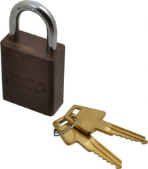 American Lock - Keyed Alike Conductive Lockout Padlock - 1" Shackle Clearance, 1/4" Shackle Diam, 1.8" Body Height x 1-1/2" Body Width, Brown, 5 Pins - Americas Industrial Supply