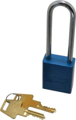 American Lock - Keyed Different Conductive Lockout Padlock - 3" Shackle Clearance, 1/4" Shackle Diam, 1.8" Body Height x 1-1/2" Body Width, Blue, 5 Pins - Americas Industrial Supply