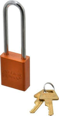 American Lock - Keyed Different Conductive Lockout Padlock - 3" Shackle Clearance, 1/4" Shackle Diam, 1.8" Body Height x 1-1/2" Body Width, Orange, 5 Pins - Americas Industrial Supply