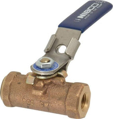 NIBCO - 1/4" Pipe, Reduced Port, Bronze Standard Ball Valve - 1 Piece, Inline - One Way Flow, FNPT x FNPT Ends, Locking Lever Handle, 600 WOG - Americas Industrial Supply