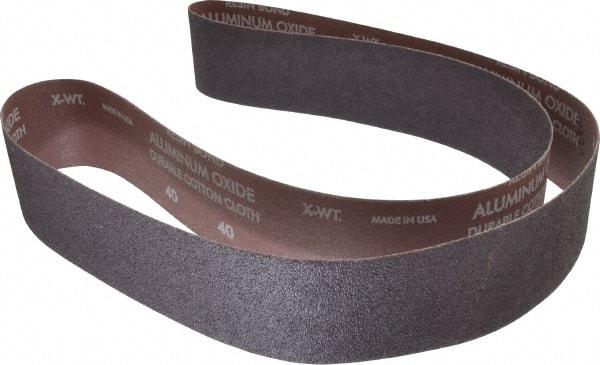 Norton - 2-1/2" Wide x 60" OAL, 40 Grit, Aluminum Oxide Abrasive Belt - Aluminum Oxide, Coarse, Coated, X Weighted Cloth Backing, Series R228 - Americas Industrial Supply