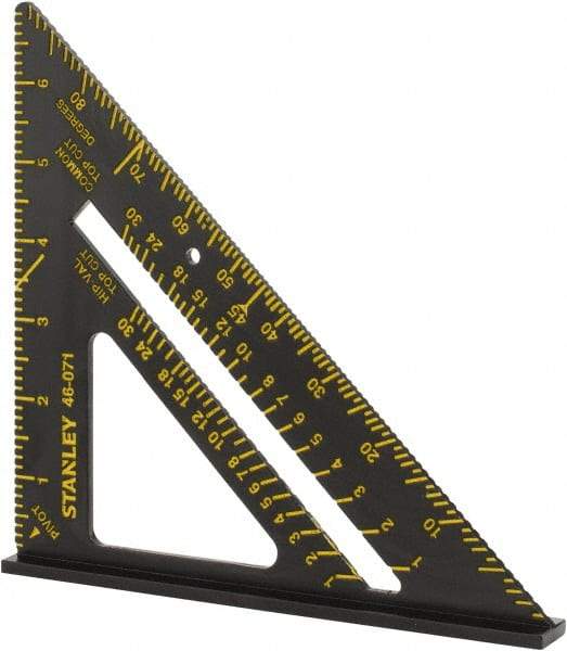 Stanley - 6-7/8" Blade Length x 10-1/4" Base Length, Black Finish, Aluminum Layout Tool - 1/8" Graduation - Americas Industrial Supply
