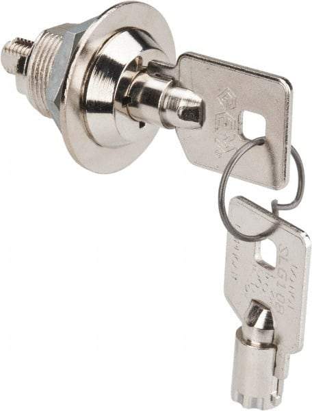 Made in USA - 5/8" Max Thickness, High Security Tubular Keyed Latch - Polished Nickel Coated - Americas Industrial Supply