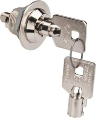 Made in USA - 5/8" Max Thickness, High Security Tubular Keyed Latch - Polished Nickel Coated - Americas Industrial Supply