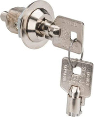 Made in USA - 7/8" Max Thickness, High Security Tubular Keyed Latch - Polished Nickel Coated - Americas Industrial Supply