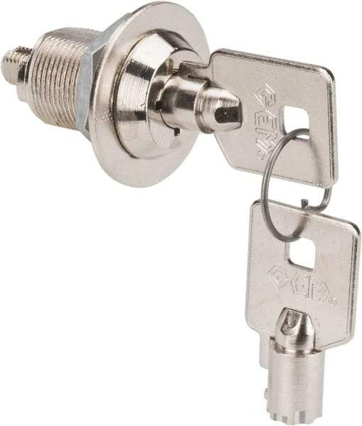 Made in USA - 7/8" Max Thickness, High Security Tubular Keyed Latch - Polished Nickel Coated - Americas Industrial Supply