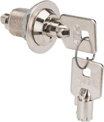 Made in USA - 7/8" Max Thickness, High Security Tubular Keyed Latch - Polished Nickel Coated - Americas Industrial Supply