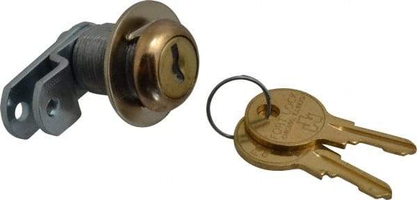 Made in USA - 21/32" Max Thickness, Standard Cam Lock - Polished Brass Finish - Americas Industrial Supply