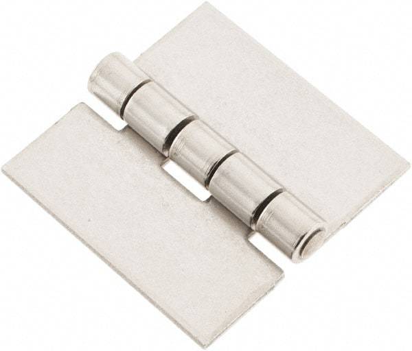 Made in USA - 2" Wide x 0.078" Thick, Blank Butt Hinge - Stainless Steel, Polished Finish - Americas Industrial Supply