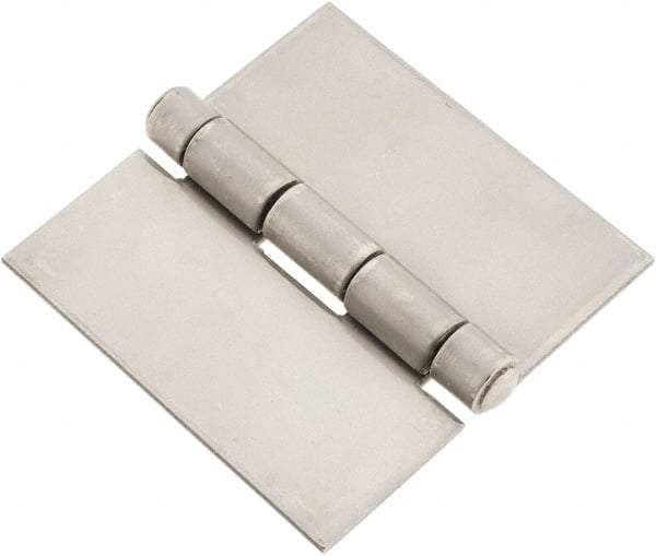 Made in USA - 3" Wide x 0.093" Thick, Blank Butt Hinge - Stainless Steel, Polished Finish - Americas Industrial Supply