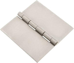 Made in USA - 4" Wide x 0.078" Thick, Blank Butt Hinge - Stainless Steel, Polished Finish - Americas Industrial Supply