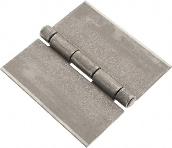 Made in USA - 4" Wide x 0.12" Thick, Blank Butt Hinge - Steel, Plain Finish - Americas Industrial Supply