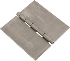 Made in USA - 6" Wide x 0.12" Thick, Blank Butt Hinge - Steel, Plain Finish - Americas Industrial Supply