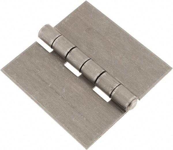 Made in USA - 6" Wide x 3/16" Thick, Blank Butt Hinge - Steel, Plain Finish - Americas Industrial Supply