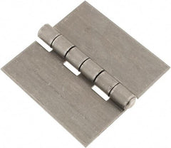 Made in USA - 6" Wide x 3/16" Thick, Blank Butt Hinge - Steel, Plain Finish - Americas Industrial Supply