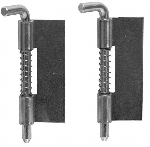 Made in USA - 1/2" Wide x 0.04" Thick, Spring Loaded Latch Hinge - Steel, Zinc Plated Finish - Americas Industrial Supply