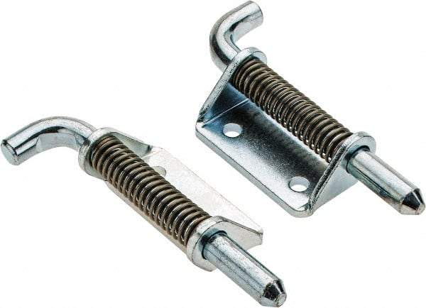 Made in USA - 1-1/4" Wide x 3/16" Thick, Spring Loaded Latch Hinge - Steel, Zinc Plated Finish - Americas Industrial Supply