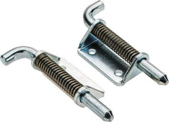 Made in USA - 1-1/4" Wide x 3/16" Thick, Spring Loaded Latch Hinge - Steel, Zinc Plated Finish - Americas Industrial Supply