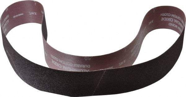 Norton - 2-1/2" Wide x 60" OAL, 50 Grit, Aluminum Oxide Abrasive Belt - Aluminum Oxide, Coarse, Coated, X Weighted Cloth Backing, Series R228 - Americas Industrial Supply