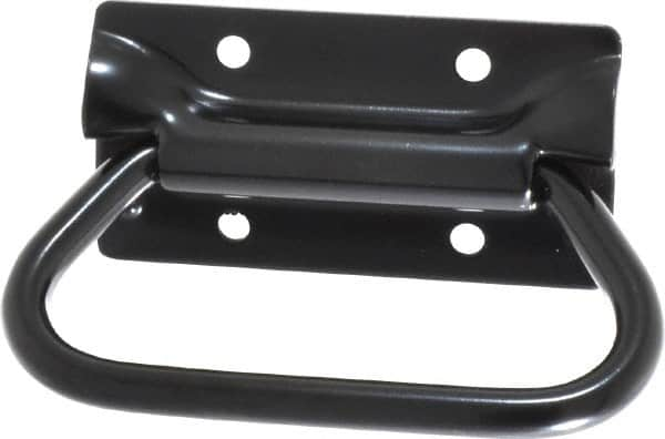 Value Collection - Chest Handle with 90° Stop - 4.1" Wide x 2.9" High, Black Enamel Coated - Americas Industrial Supply