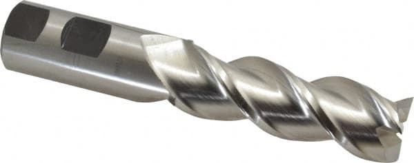 Cleveland - 1", 3" LOC, 1" Shank Diam, 5-1/2" OAL, 3 Flute, Powdered Metal Square End Mill - Single End, Uncoated, Spiral Flute, 42° Helix, Centercutting, Right Hand Cut, Right Hand Flute, Series PM-539R - Americas Industrial Supply