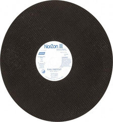 Norton - 16" 24 Grit Zirconia Alumina Cutoff Wheel - 1/8" Thick, 1" Arbor, 4,800 Max RPM, Use with Electric & Gas Powered Saws - Americas Industrial Supply