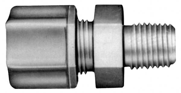Made in USA - 1/2" Tube OD, Nylon Plastic Compression Tube Male Connector - 1/8 NPT Pipe, 220°F Max, Plastic Grip - Americas Industrial Supply