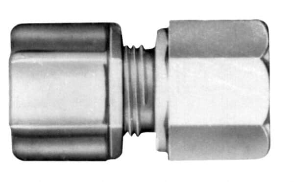 Made in USA - 1/4" Tube OD, Kynar Plastic Compression Tube Female Connector - 1/4 NPT Pipe, 275°F Max, Plastic Grip - Americas Industrial Supply